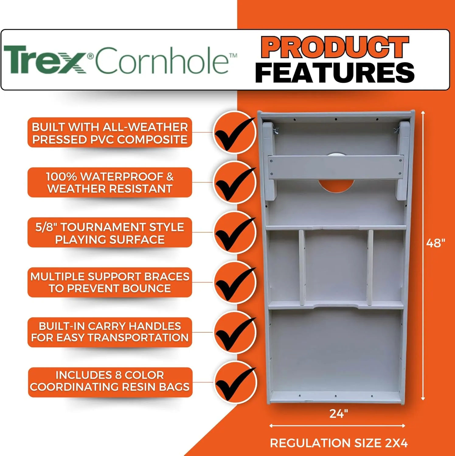 Skip's Garage Trex Foggy Wharf All-Weather Cornhole Set - 100% Weatherproof CVC Composite Cornhole Boards
