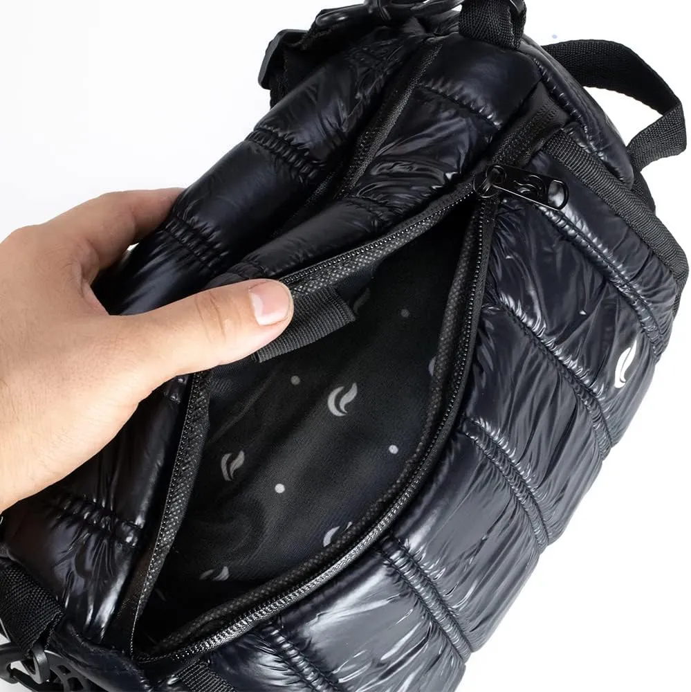 Skunk Uptown Crossbody Duffle Bag (Black Puff)