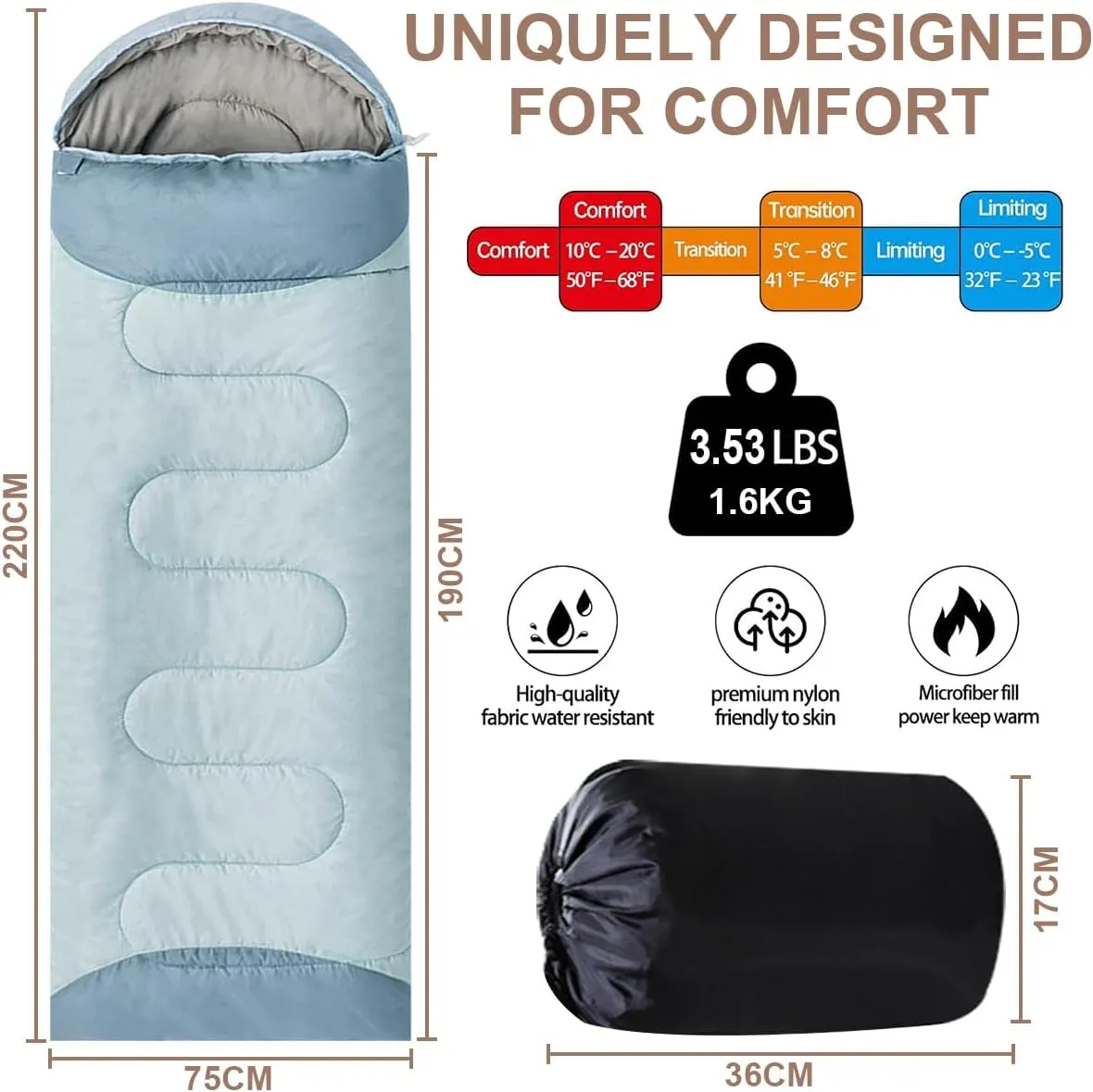Sleeping Bag for Adults Backpacking Camping Hiking Detachable Washable Liner Cotton Single Camping Sleeping Bag 4 Seasons Cold Warm Weather Winter Fall Spring Summer Indoor Outdoor Use