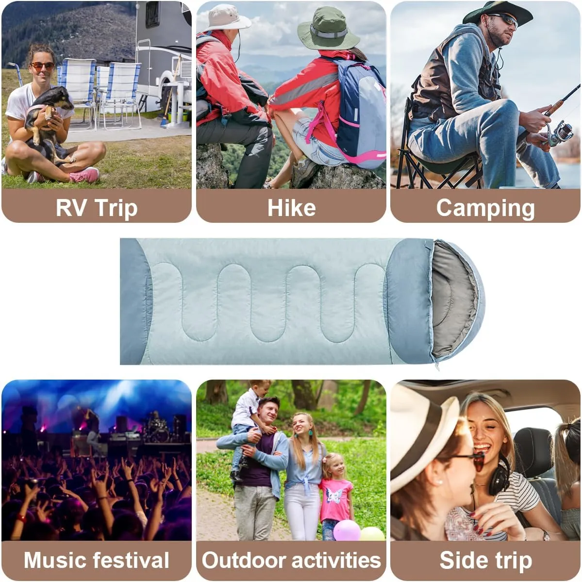 Sleeping Bag for Adults Backpacking Camping Hiking Detachable Washable Liner Cotton Single Camping Sleeping Bag 4 Seasons Cold Warm Weather Winter Fall Spring Summer Indoor Outdoor Use