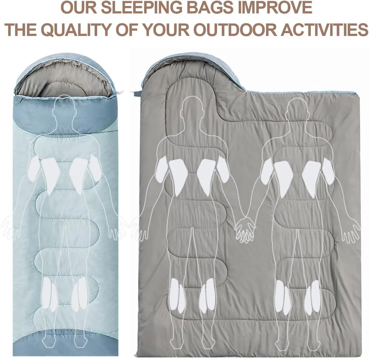 Sleeping Bag for Adults Backpacking Camping Hiking Detachable Washable Liner Cotton Single Camping Sleeping Bag 4 Seasons Cold Warm Weather Winter Fall Spring Summer Indoor Outdoor Use