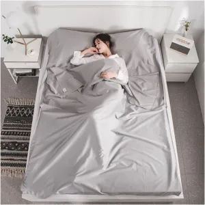 Sleeping Bag Liners Ultralight Compact Sleeping Bag Liner, Comfortable Cotton Sleeping Bag Sheet Suitable for Adult Camping Travel Hotel Bedding, for Four Seasons (Color : Grey, Size : 120x210cm)