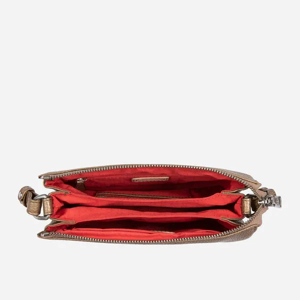 SLIM LADIES LEATHER CROSSBODY, BRONZE