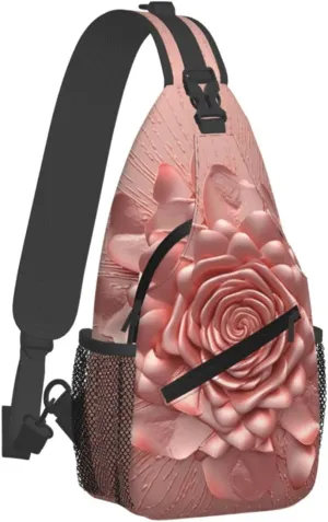Sling Backpack Crossbody Sling Bag Rose Gold Pink Chest Bag Daypack Fanny Pack Cross Body Bag for Outdoors Hiking