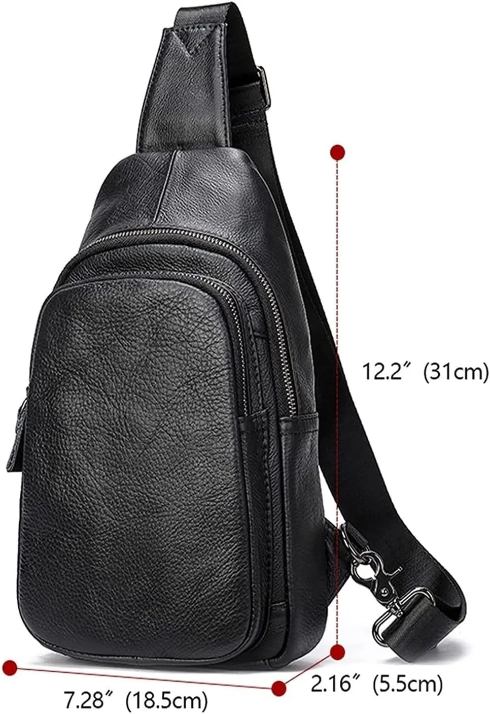 Sling Bag Crossbody Backpack Leather Shoulder Bag Travel Hiking Cycling Sports Casual Daypack(Black)