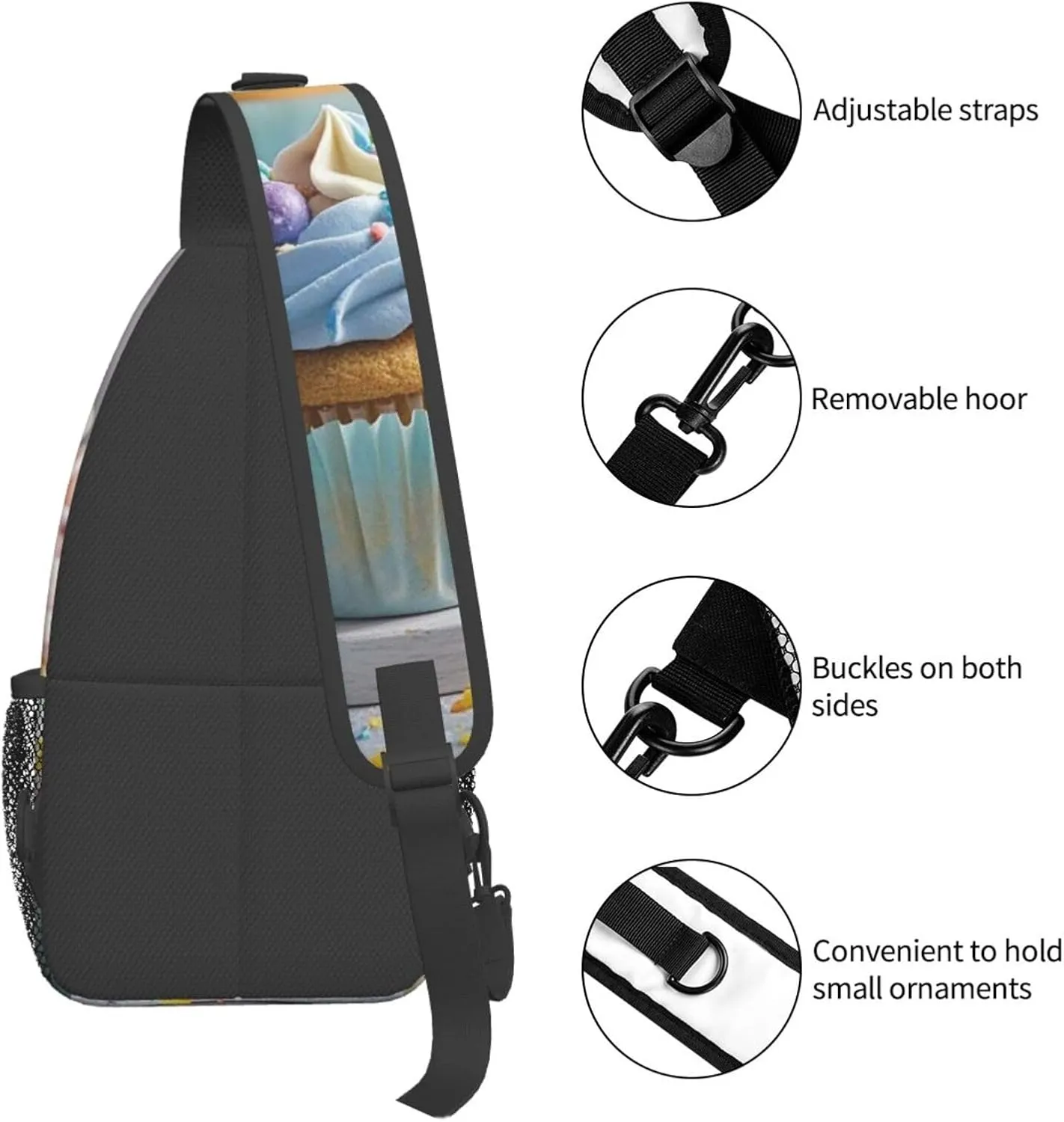 Sling Bag for Men Women Crossbody Backpack cute cupcake Crossbody Bag Chest Bag for Travel Sport
