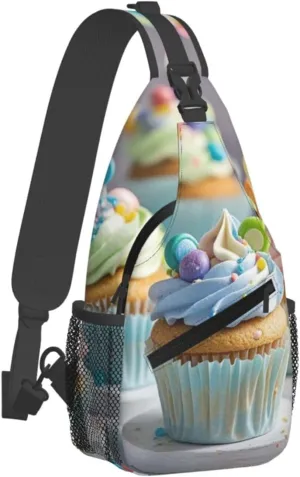 Sling Bag for Men Women Crossbody Backpack cute cupcake Crossbody Bag Chest Bag for Travel Sport