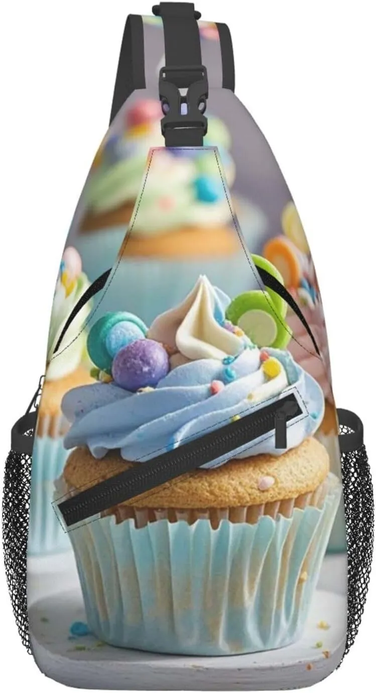 Sling Bag for Men Women Crossbody Backpack cute cupcake Crossbody Bag Chest Bag for Travel Sport