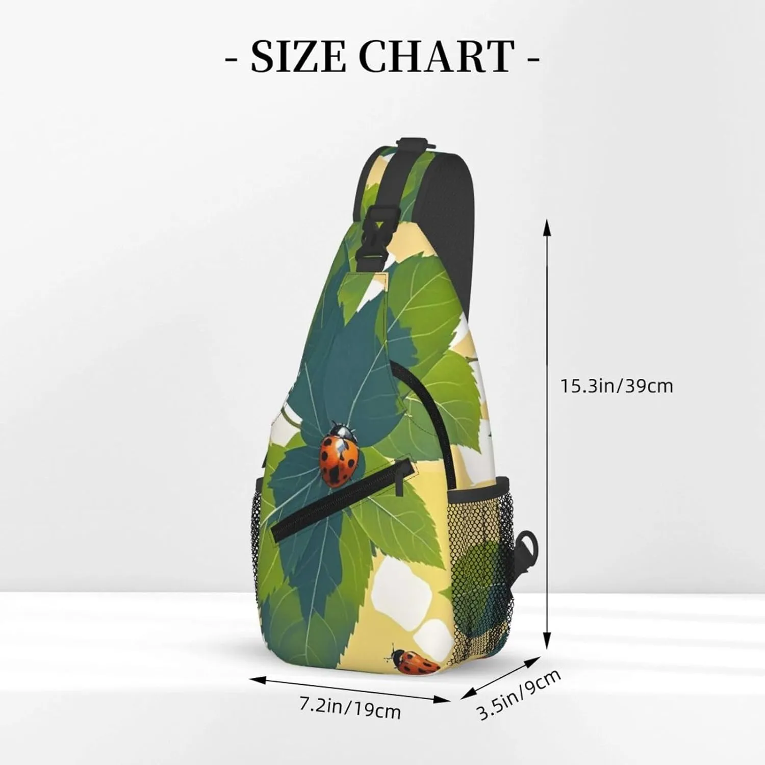 Sling Bag for Men Women Crossbody Backpack Leaves and Ladybugs Crossbody Bag Chest Bag for Travel Sport