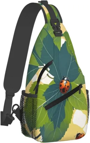 Sling Bag for Men Women Crossbody Backpack Leaves and Ladybugs Crossbody Bag Chest Bag for Travel Sport