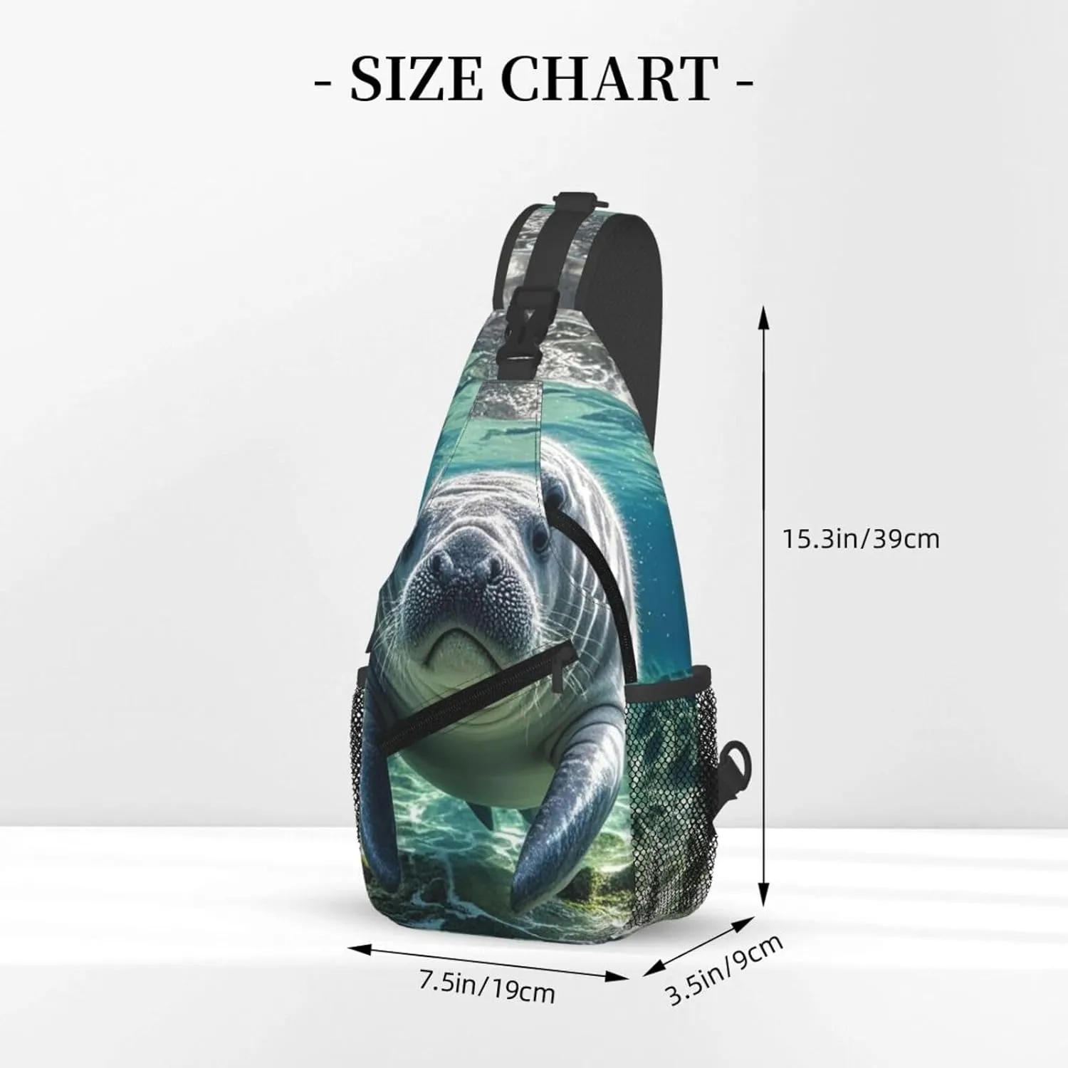 Sling Bag for Men Women Crossbody Backpack Ocean Animal Manatee Crossbody Bag Chest Bag for Travel Sport