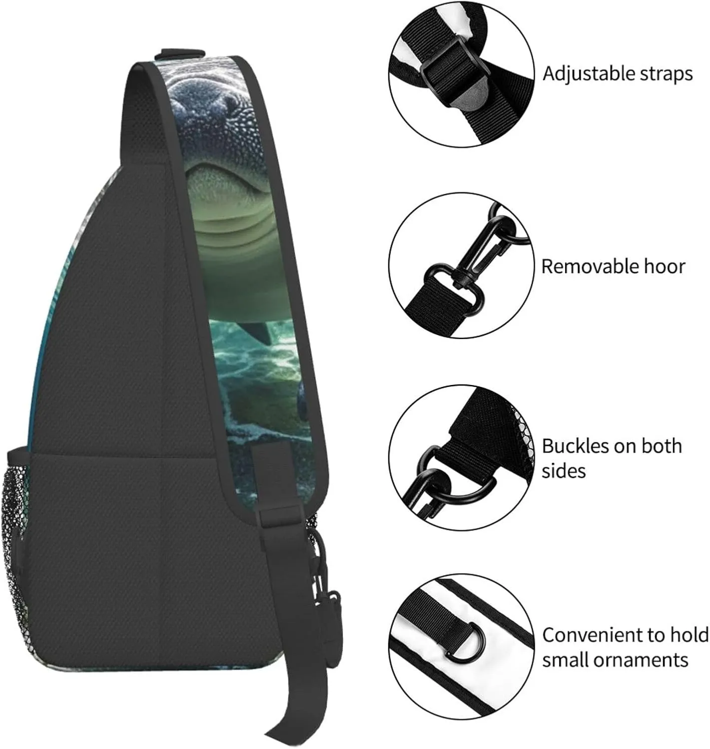 Sling Bag for Men Women Crossbody Backpack Ocean Animal Manatee Crossbody Bag Chest Bag for Travel Sport