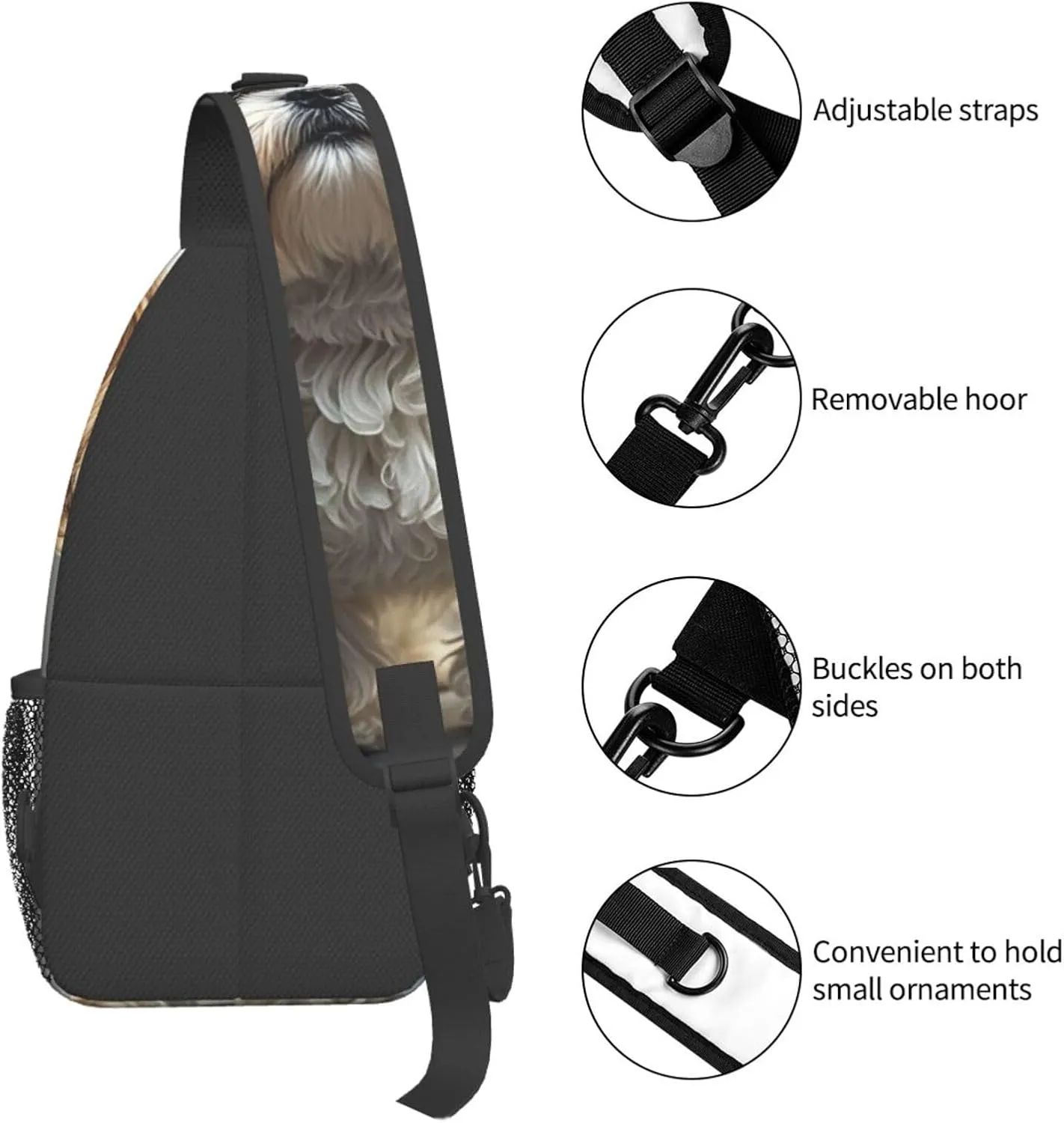 Sling Bag for Men Women Crossbody Backpack Shih Tzu Dog Crossbody Bag Chest Bag for Travel Sport