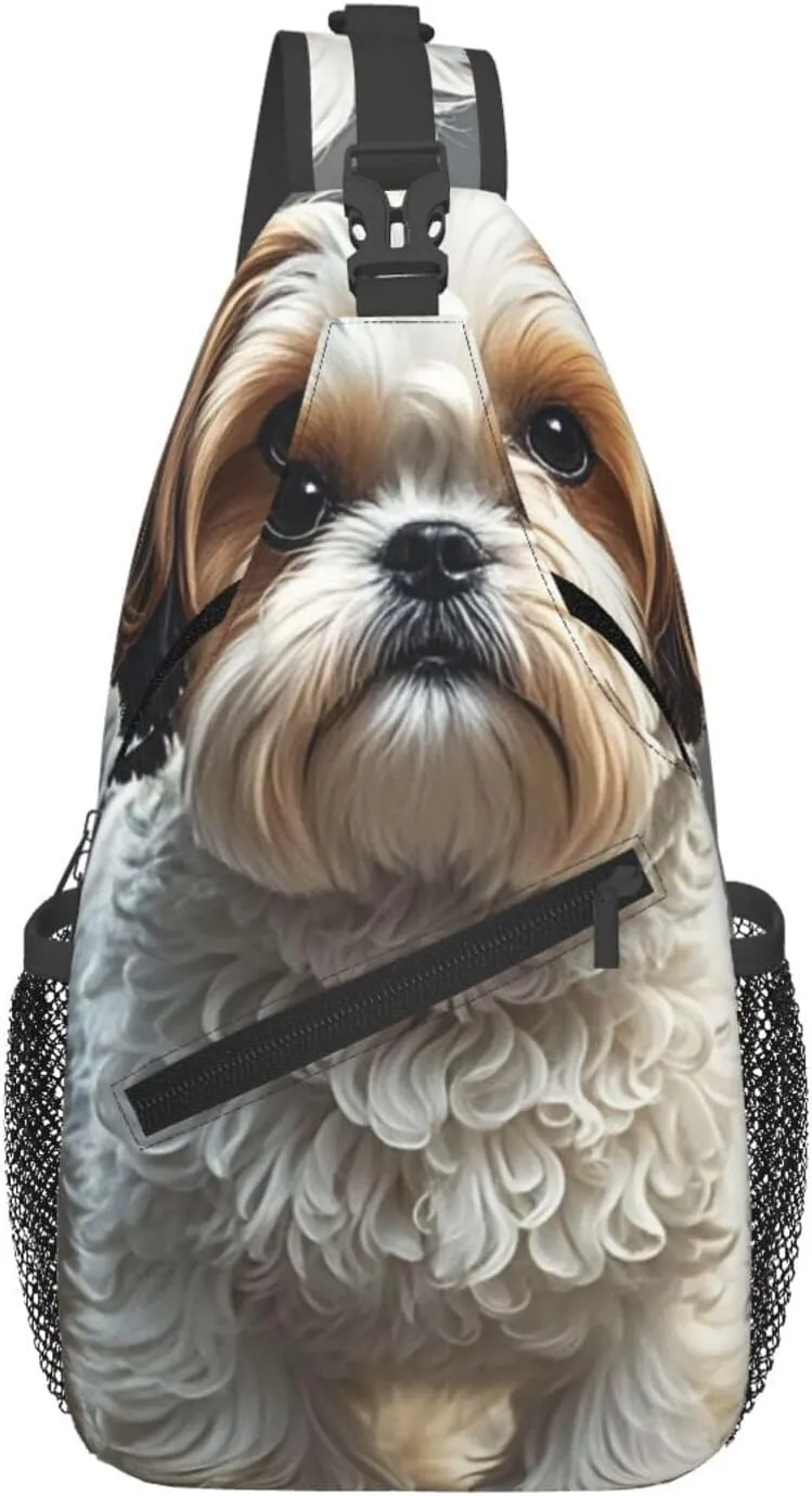 Sling Bag for Men Women Crossbody Backpack Shih Tzu Dog Crossbody Bag Chest Bag for Travel Sport