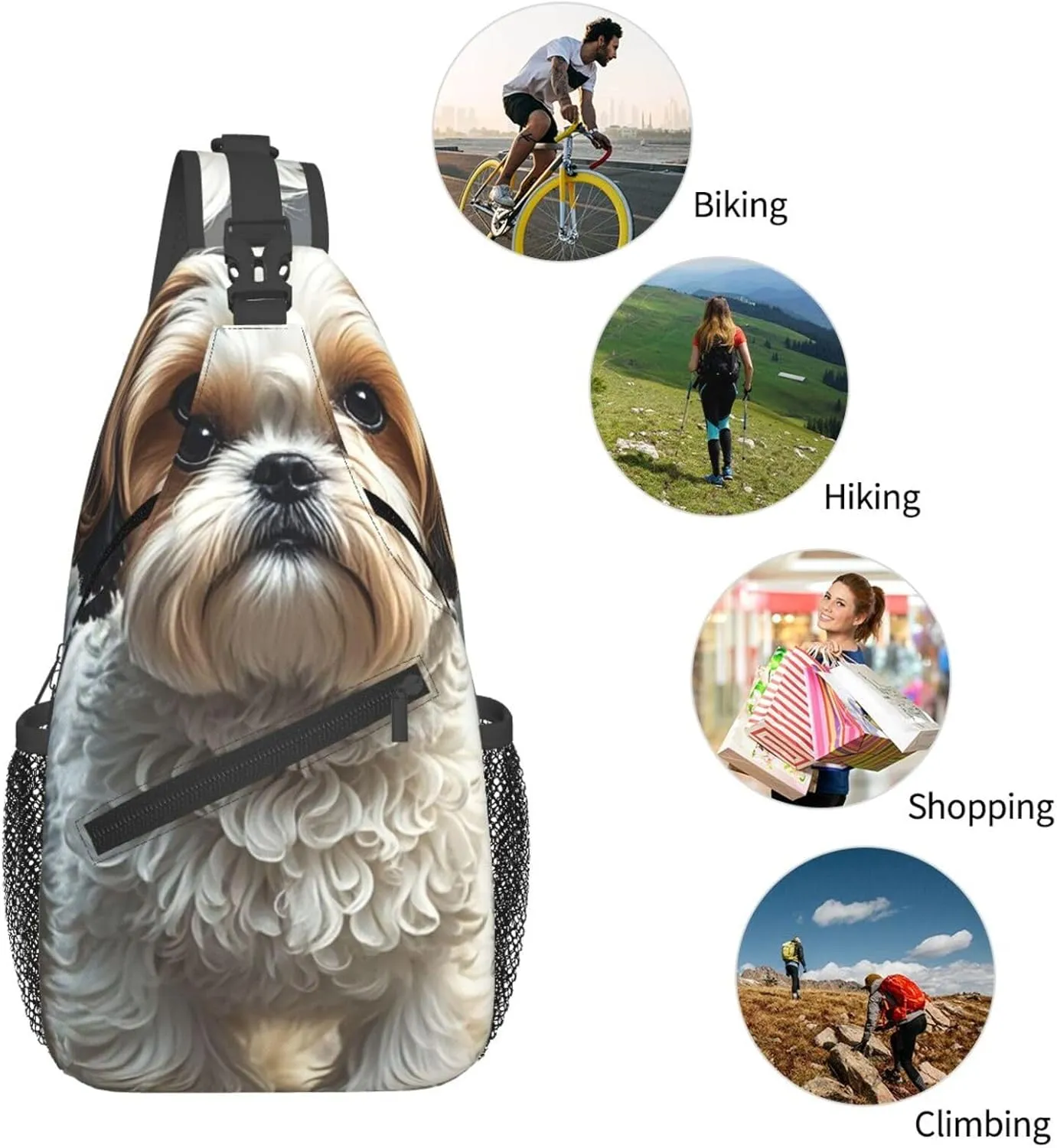 Sling Bag for Men Women Crossbody Backpack Shih Tzu Dog Crossbody Bag Chest Bag for Travel Sport