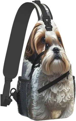 Sling Bag for Men Women Crossbody Backpack Shih Tzu Dog Crossbody Bag Chest Bag for Travel Sport