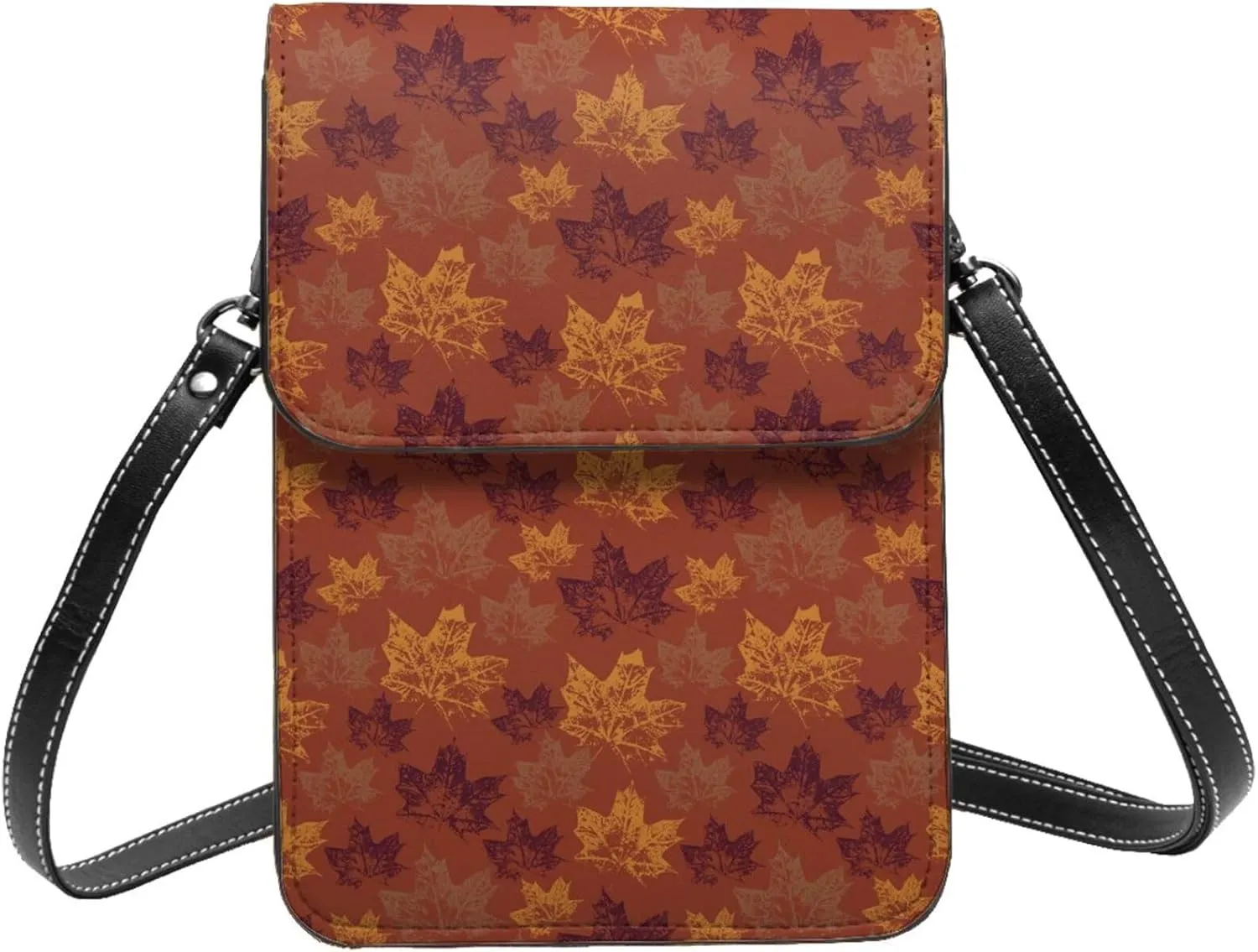Small Crossbody Bags for Women, Leather Fall Maple Cell Phone Cross Body Bag Wallet Purses