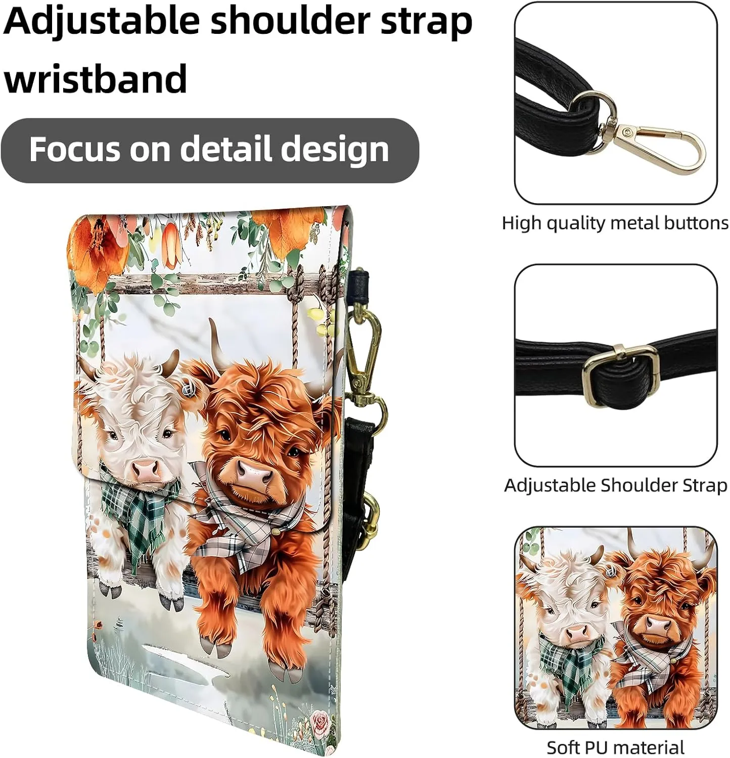 Small Crossbody Bags for Women, Leather Travel Cell Phone Wallet, Touch Screen Phone Wallet with Card Holder