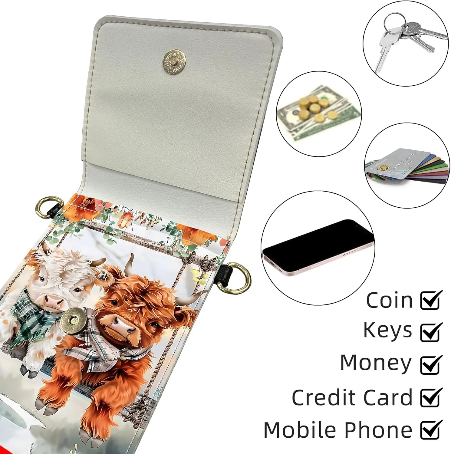 Small Crossbody Bags for Women, Leather Travel Cell Phone Wallet, Touch Screen Phone Wallet with Card Holder