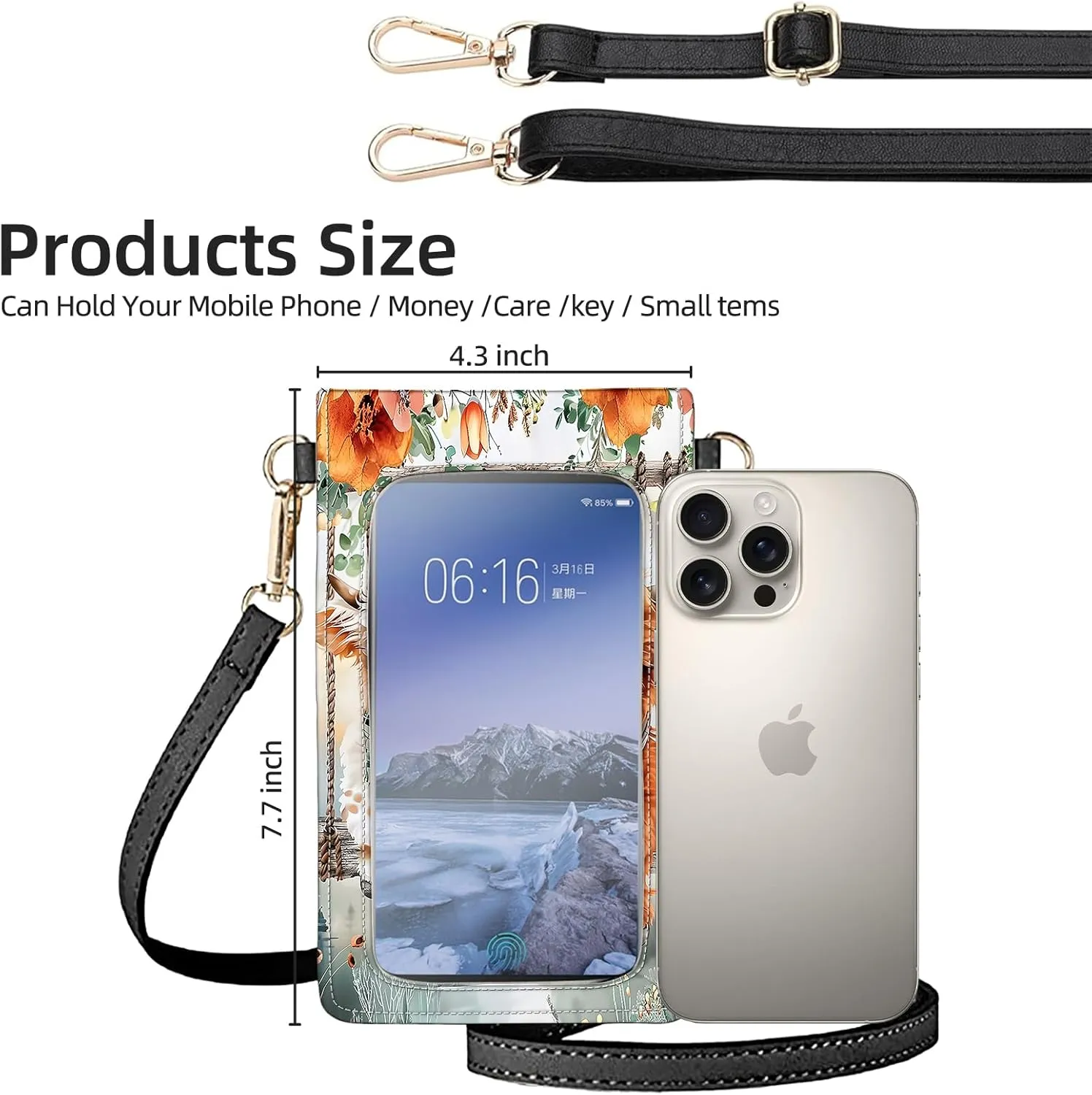 Small Crossbody Bags for Women, Leather Travel Cell Phone Wallet, Touch Screen Phone Wallet with Card Holder
