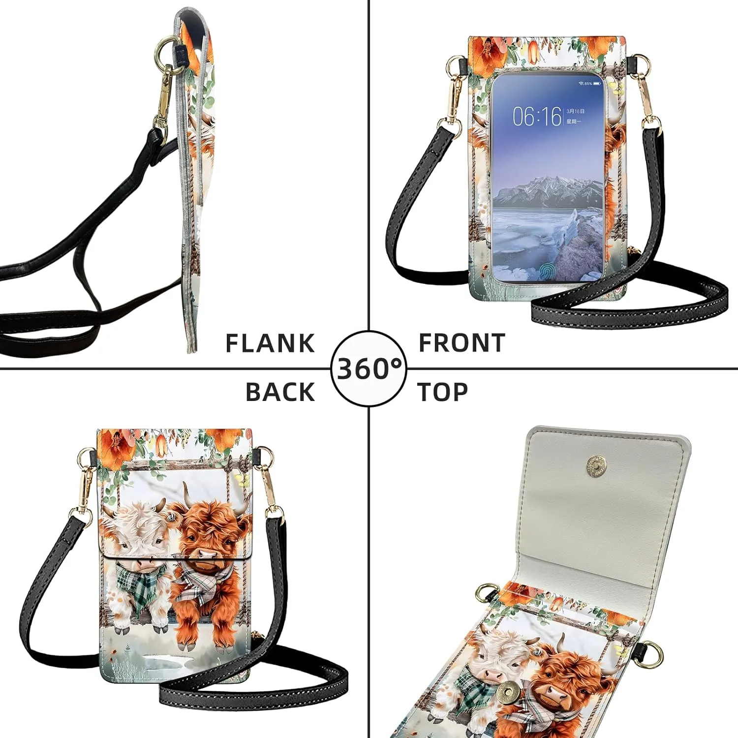 Small Crossbody Bags for Women, Leather Travel Cell Phone Wallet, Touch Screen Phone Wallet with Card Holder