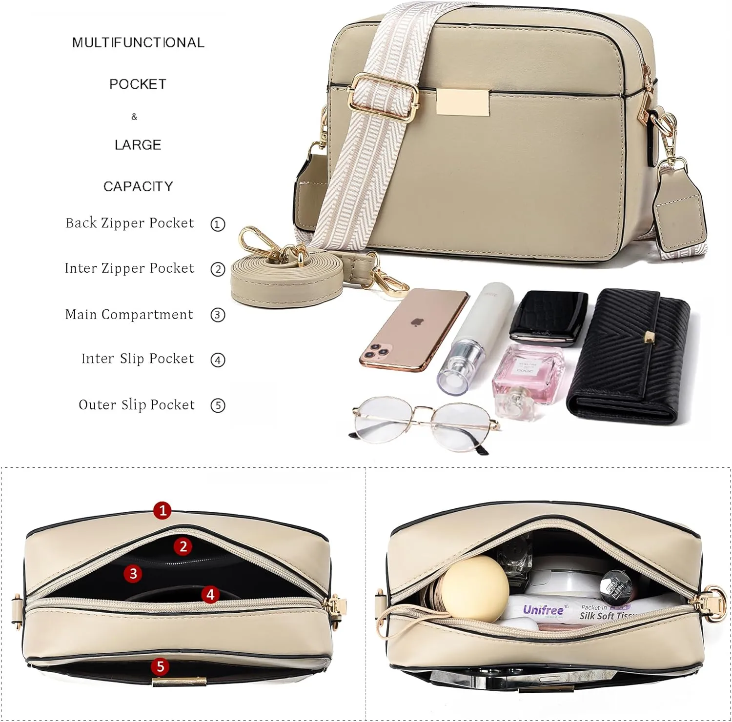 Small Crossbody Bags for Women Vegan Leather Purses Women's Shoulder Handbags Wallet Satchel Cross Body Purse