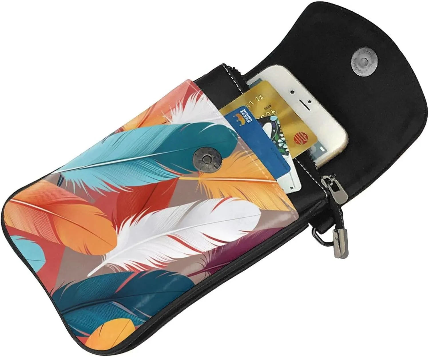 Small Crossbody Bags for Women,Leather Shoulder Bag for Cell Phone Purse with Strap and Dolphins in the sea Printed
