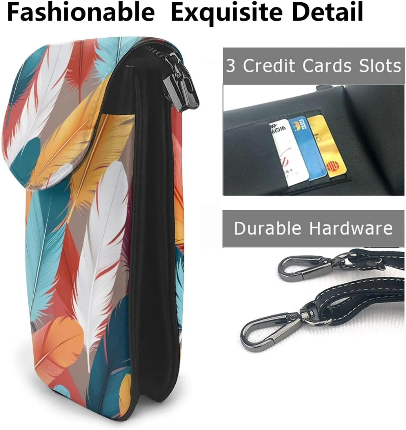 Small Crossbody Bags for Women,Leather Shoulder Bag for Cell Phone Purse with Strap and Dolphins in the sea Printed