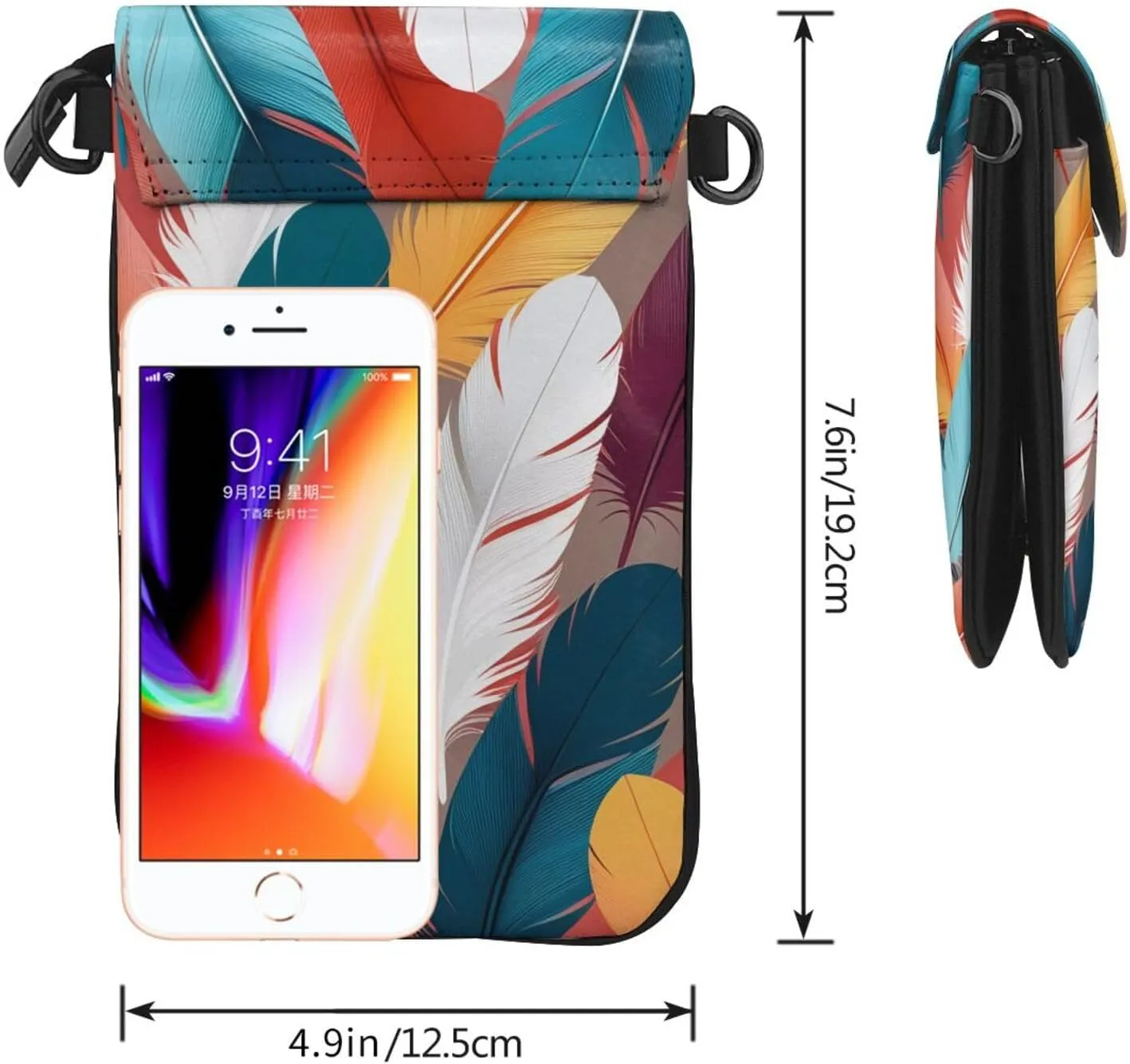 Small Crossbody Bags for Women,Leather Shoulder Bag for Cell Phone Purse with Strap and Dolphins in the sea Printed