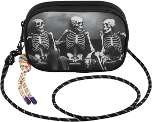 Small Crossbody Bags Gothic Skeletons Sit Chair for Women Cell Phone Purses Shoulder Bag Handbag with Adjustable Strap