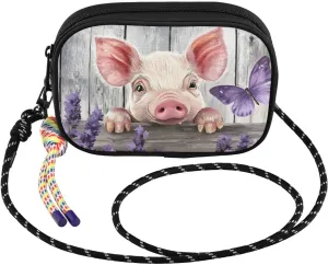 Small Crossbody Bags Pig Fence Lavender for Women Cell Phone Purses Women's Shoulder Handbag Wallet Purse