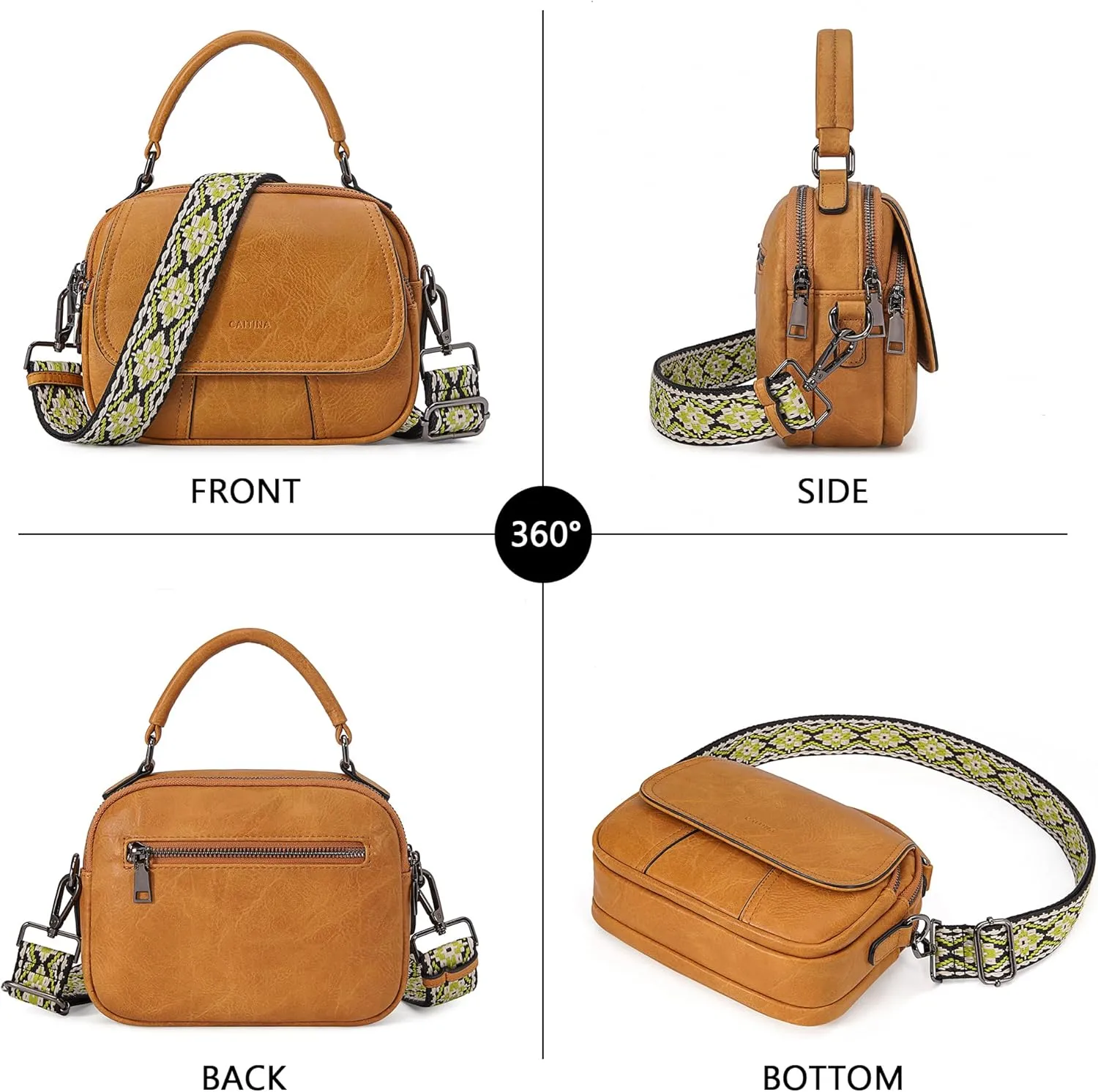Small Crossbody Bags Purse for Women,Vegan Leather Shoulder Handbags Women Top Handle Satchel Bag with 2pcs Strap