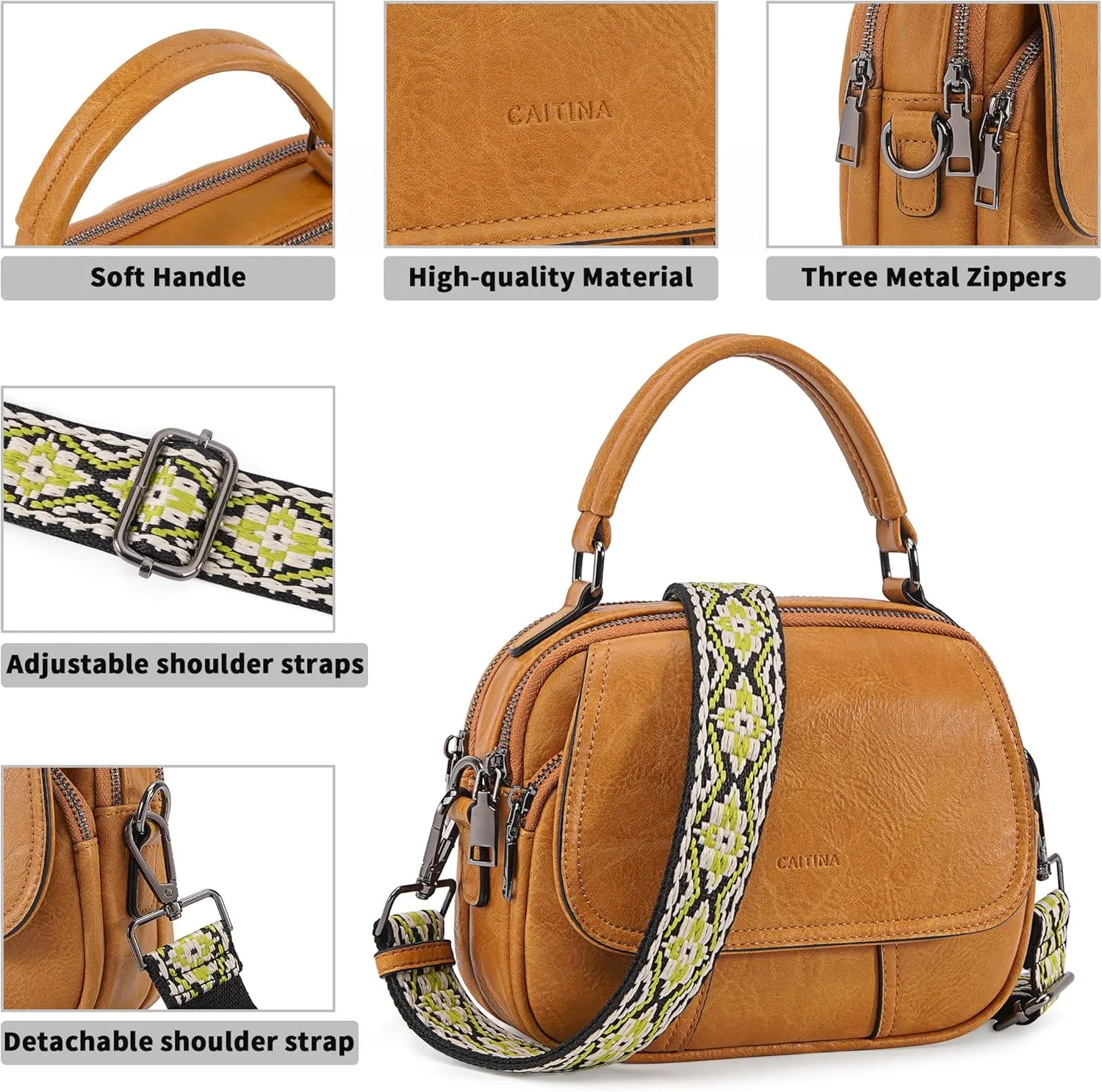Small Crossbody Bags Purse for Women,Vegan Leather Shoulder Handbags Women Top Handle Satchel Bag with 2pcs Strap