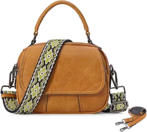 Small Crossbody Bags Purse for Women,Vegan Leather Shoulder Handbags Women Top Handle Satchel Bag with 2pcs Strap
