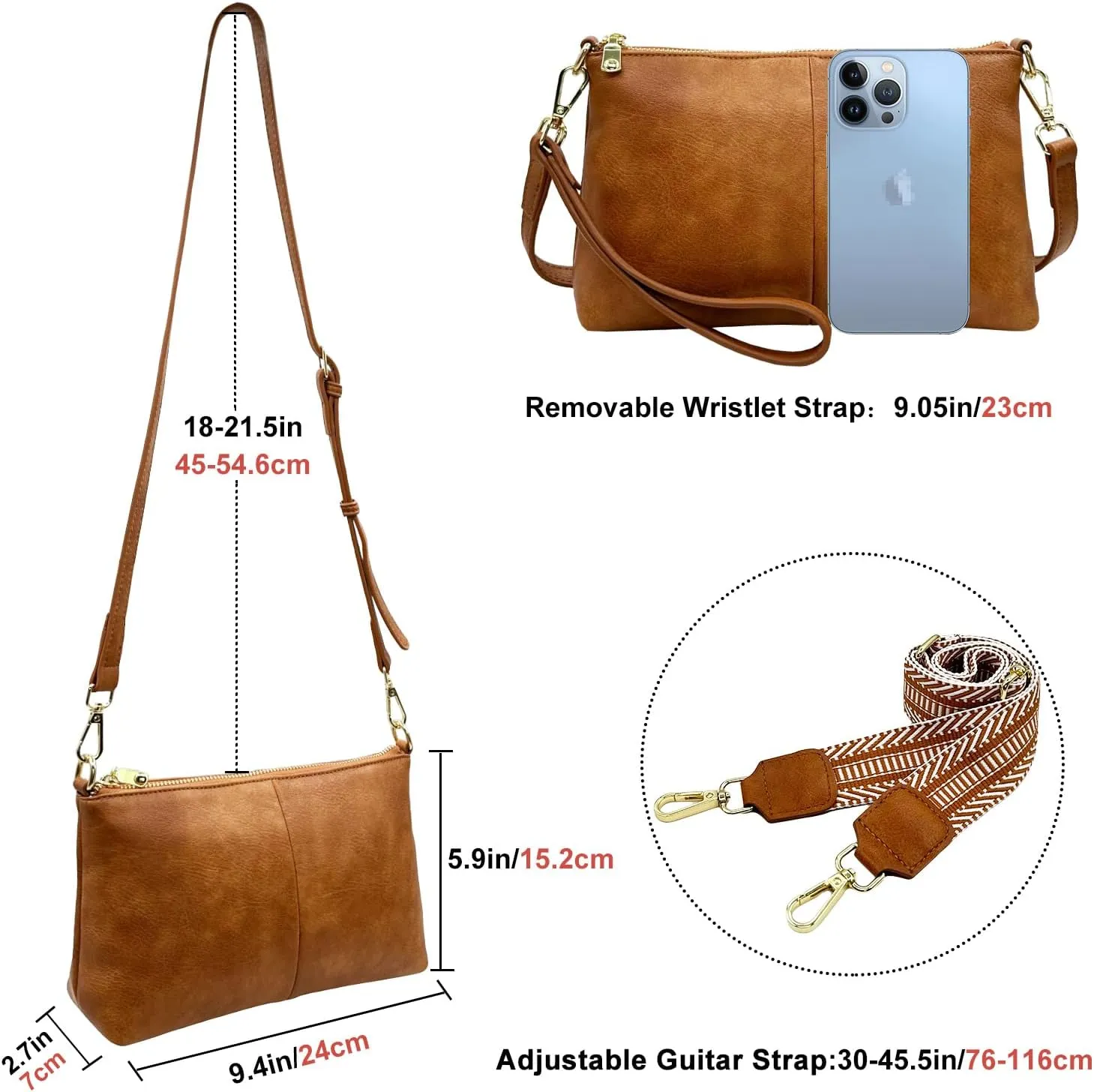 Small Crossbody Clutch Purses Bags for Women Wristlet Wallet Vegan Shoulder Handbags Guitar Strap   Leather Strap