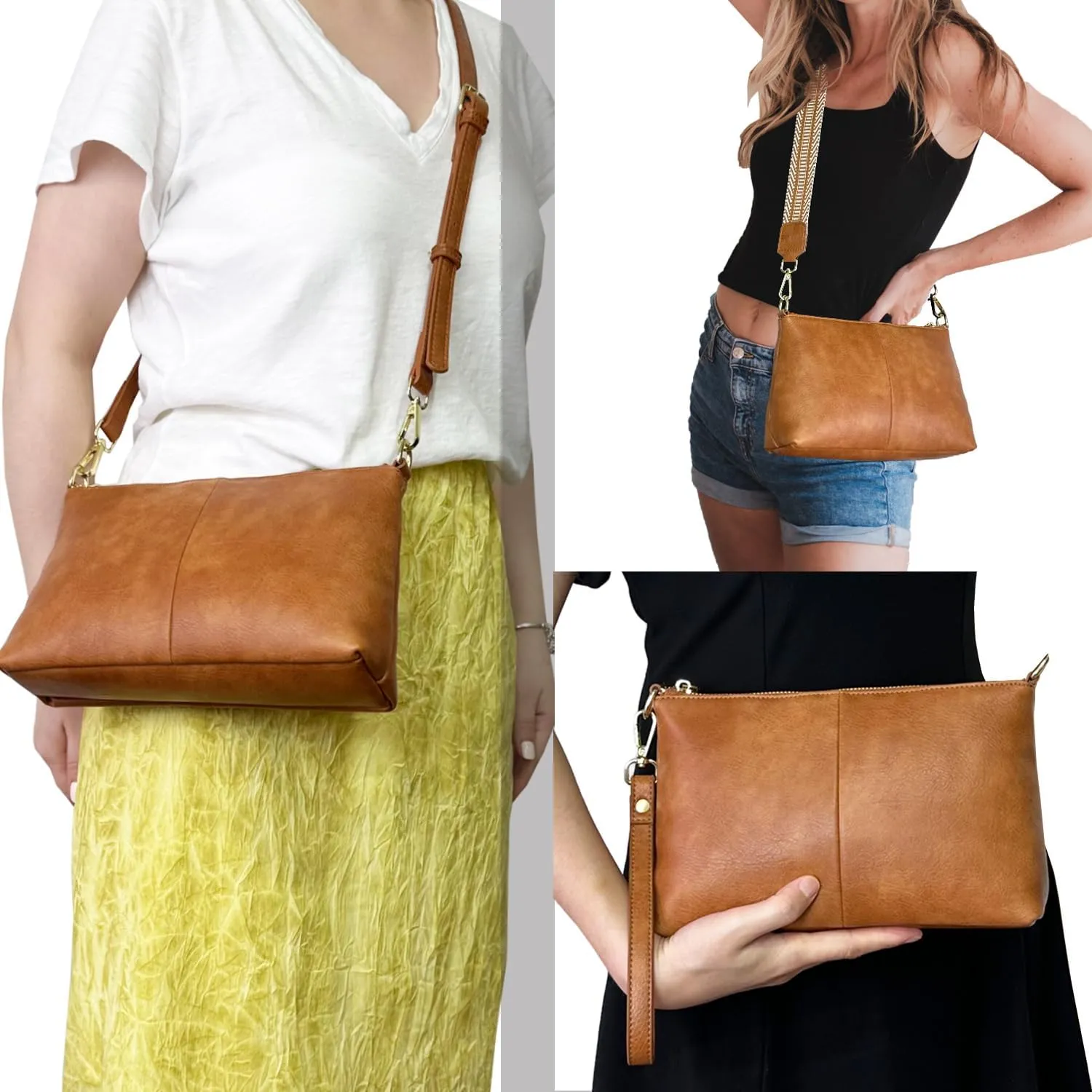 Small Crossbody Clutch Purses Bags for Women Wristlet Wallet Vegan Shoulder Handbags Guitar Strap   Leather Strap