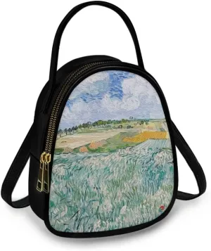 Small Crossbody Purse Bag for Women Travel, Van Gogh Monet Sling Handbag PU Leather Phone Holder for Art Lover