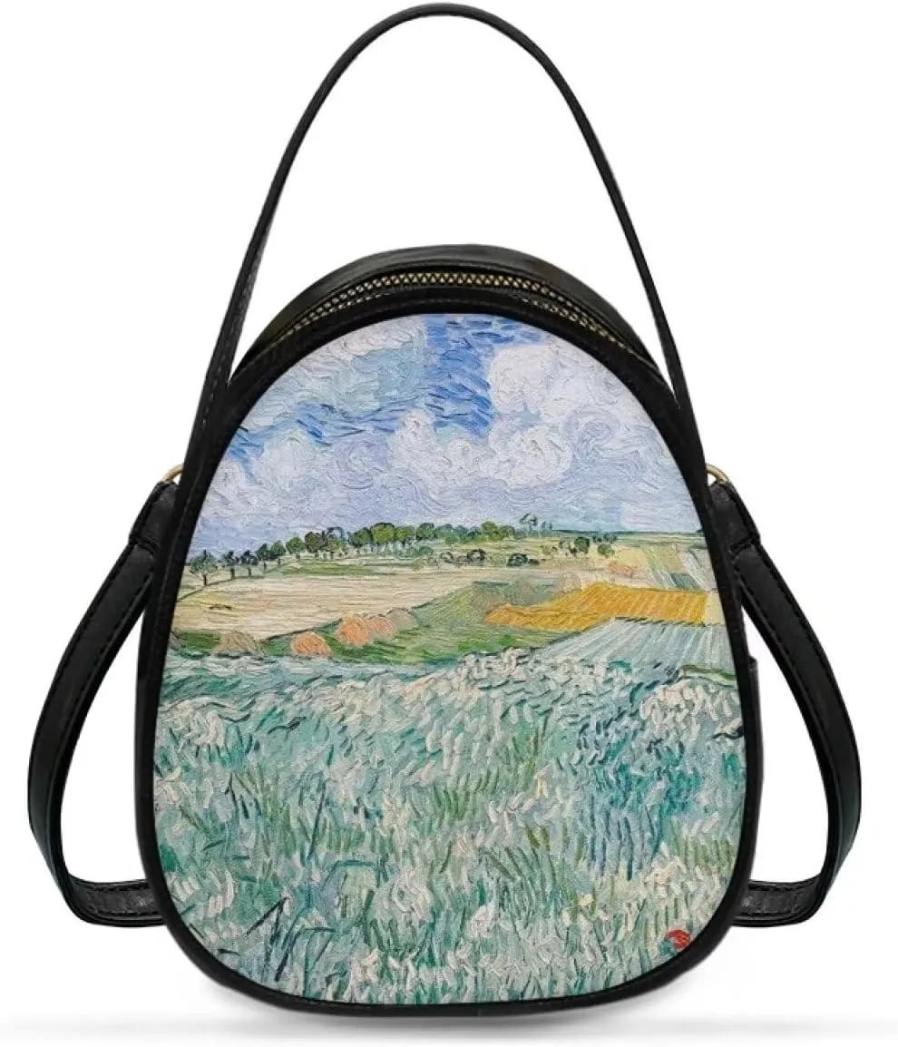Small Crossbody Purse Bag for Women Travel, Van Gogh Monet Sling Handbag PU Leather Phone Holder for Art Lover