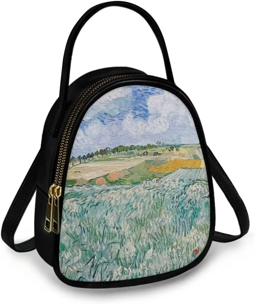 Small Crossbody Purse Bag for Women Travel, Van Gogh Monet Sling Handbag PU Leather Phone Holder for Art Lover