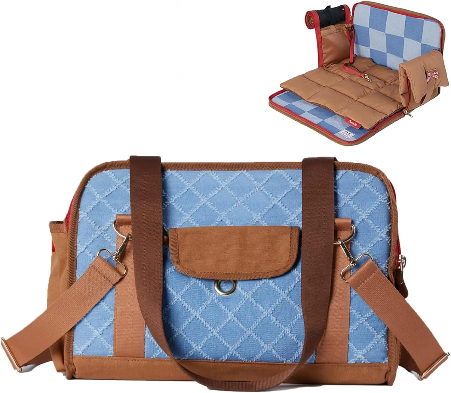 Small Dog Carrier, Cat Carrier Collapsible Soft Side Pet Sofa for Small Dog & Cat 15lbs  Locking Safety Zippers Airline Approved 15.7 x 7.9 x 10.2 inch Car Travel Portable Pet Bag