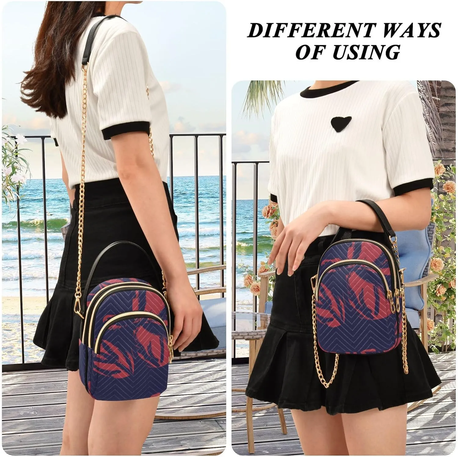 Small Phone Purse Crossbody Cell Phone Purse Phone Wallet Bag with Zipper Pockets Shoulder Strap Handle for Women Daisy