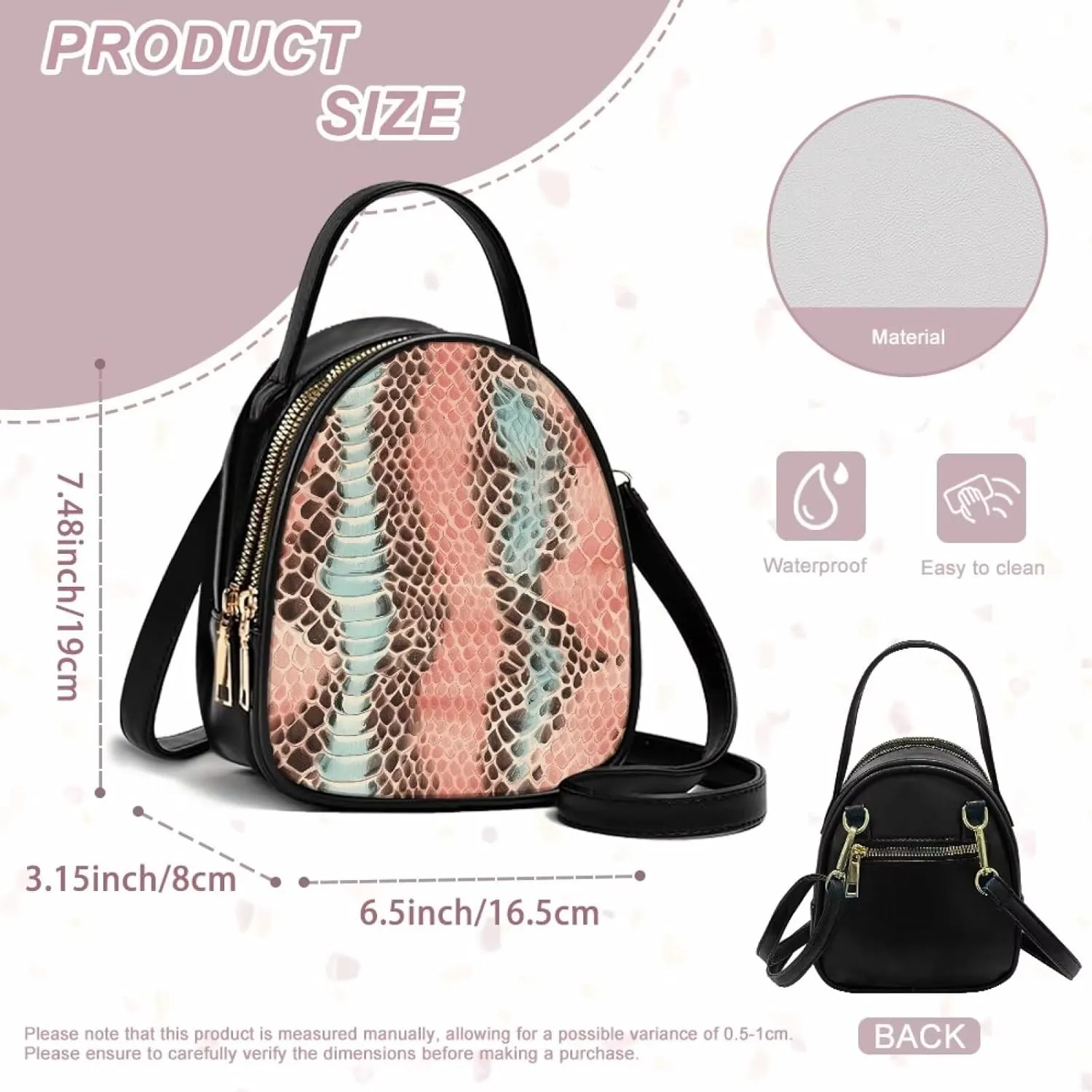 Small Purse Crossbody Bags for Women Leopard Print Handbag Travel, Snakeskin Shoulder Phone Holder Adjustable Strap