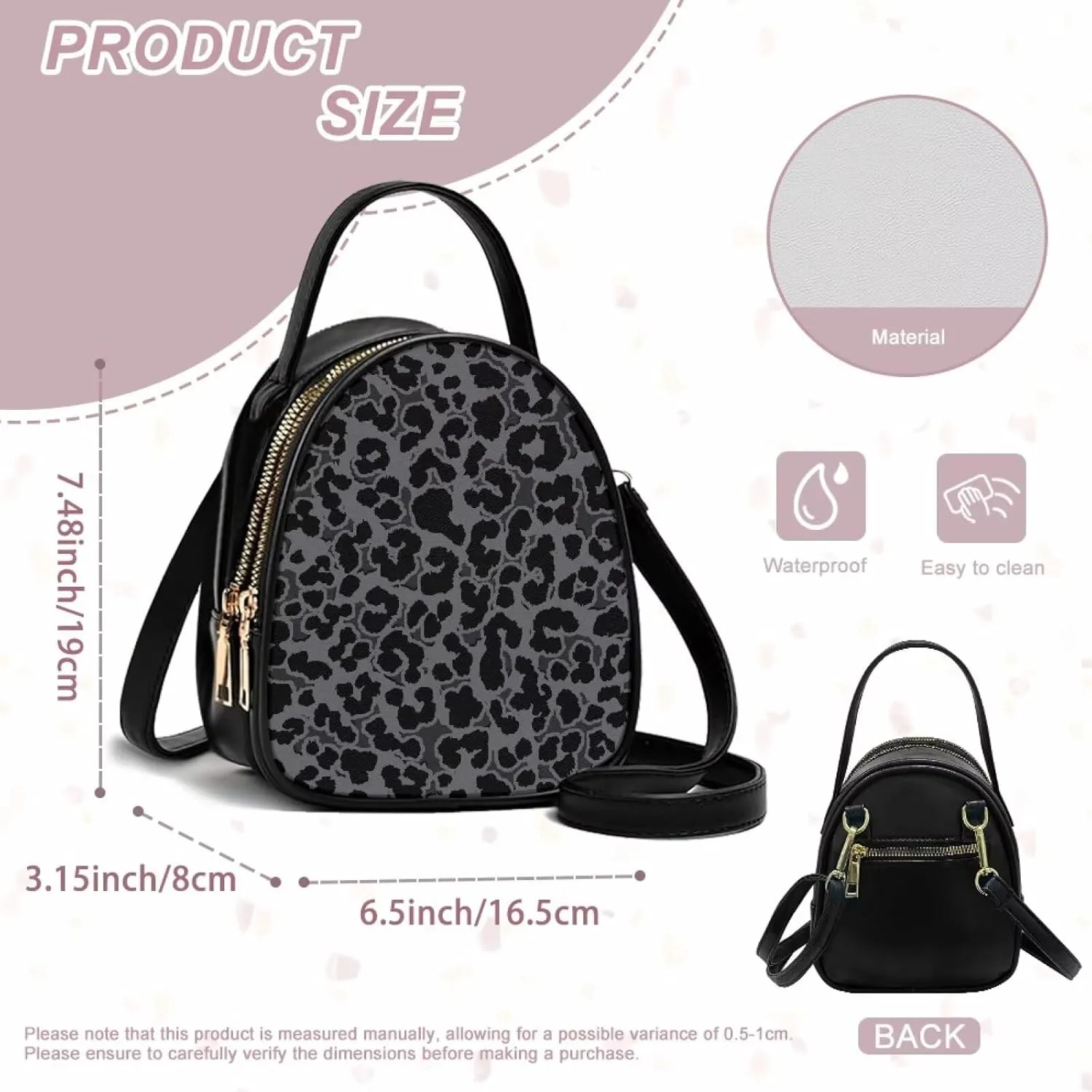 Small Purse Crossbody Bags for Women Leopard Print Handbag Travel, Snakeskin Shoulder Phone Holder Adjustable Strap
