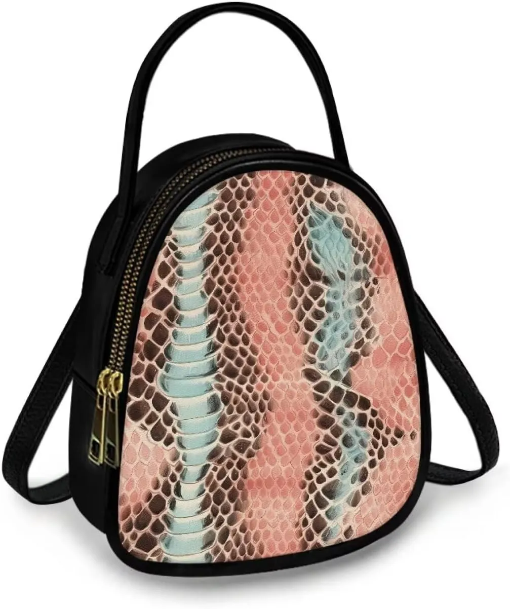 Small Purse Crossbody Bags for Women Leopard Print Handbag Travel, Snakeskin Shoulder Phone Holder Adjustable Strap