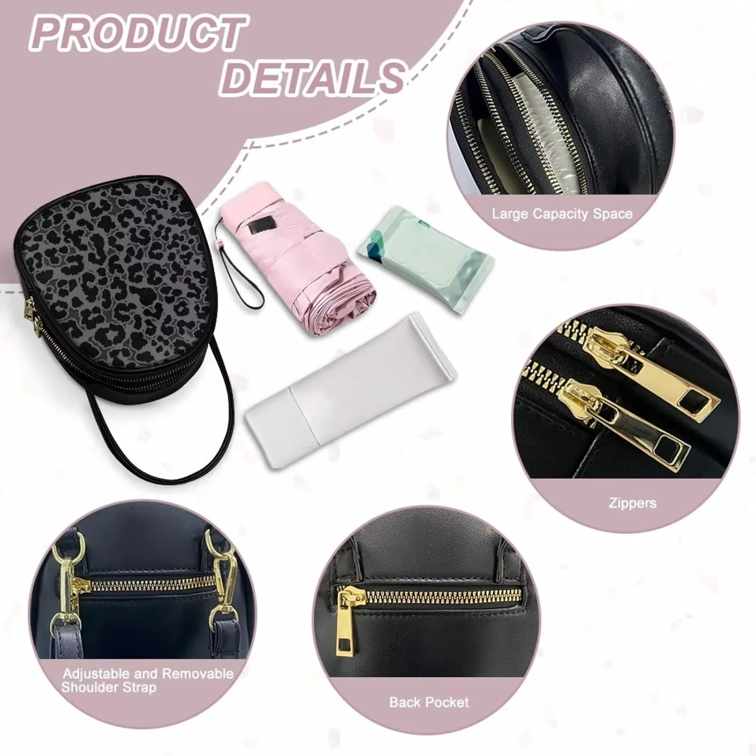 Small Purse Crossbody Bags for Women Leopard Print Handbag Travel, Snakeskin Shoulder Phone Holder Adjustable Strap