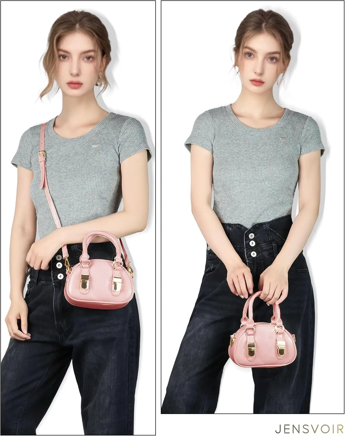 Small Purse for Women - Mini Crossbody Bag PU Leather Clutch Shoulder Bag Removable Strap Handbag Zipper Closure