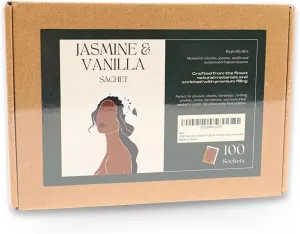 Small Scented Sachet Bag of Jasmine&Vanilla (100 Pack), Natural Mineral Carrier with Deodorizing Agents Eliminating Odors for Long-Lasting Durability. Ideal for Drawers, Closets, Shoes, Bags and Cars