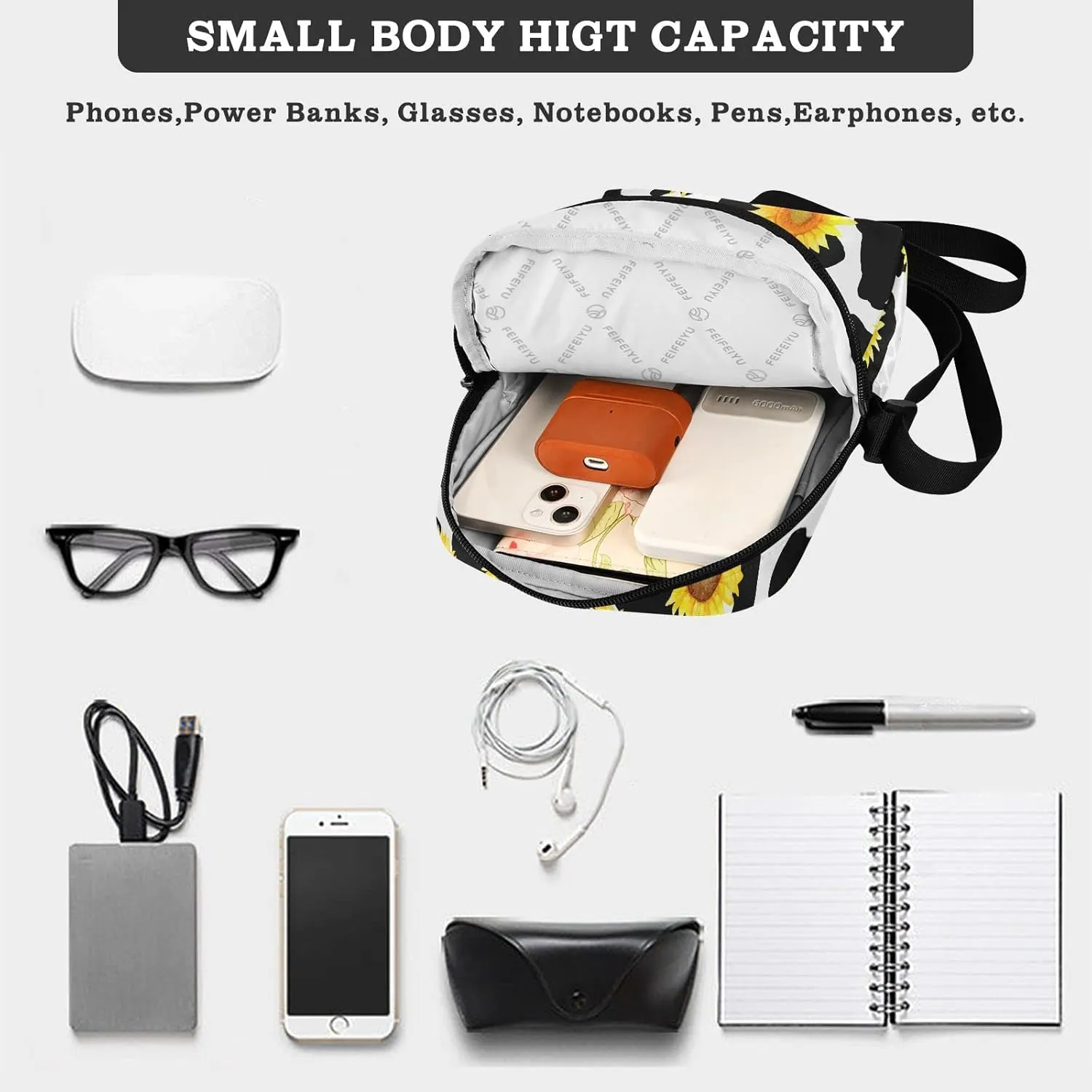 Small Shoulder Messenger Bags Women and Men Mini Adjustable Crossbody Handbag