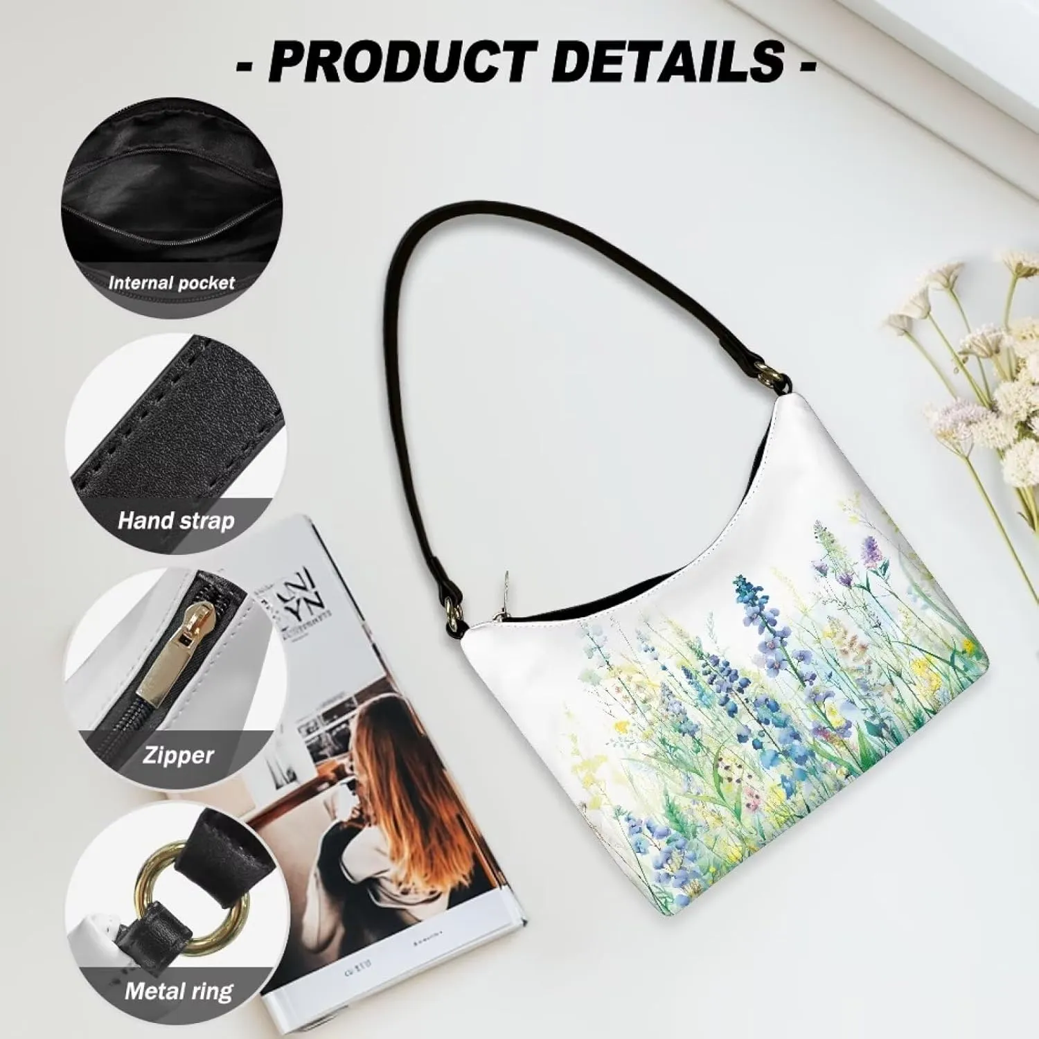 Small Underarm Crossbody bag with Zipper Closure for Women Dating Party
