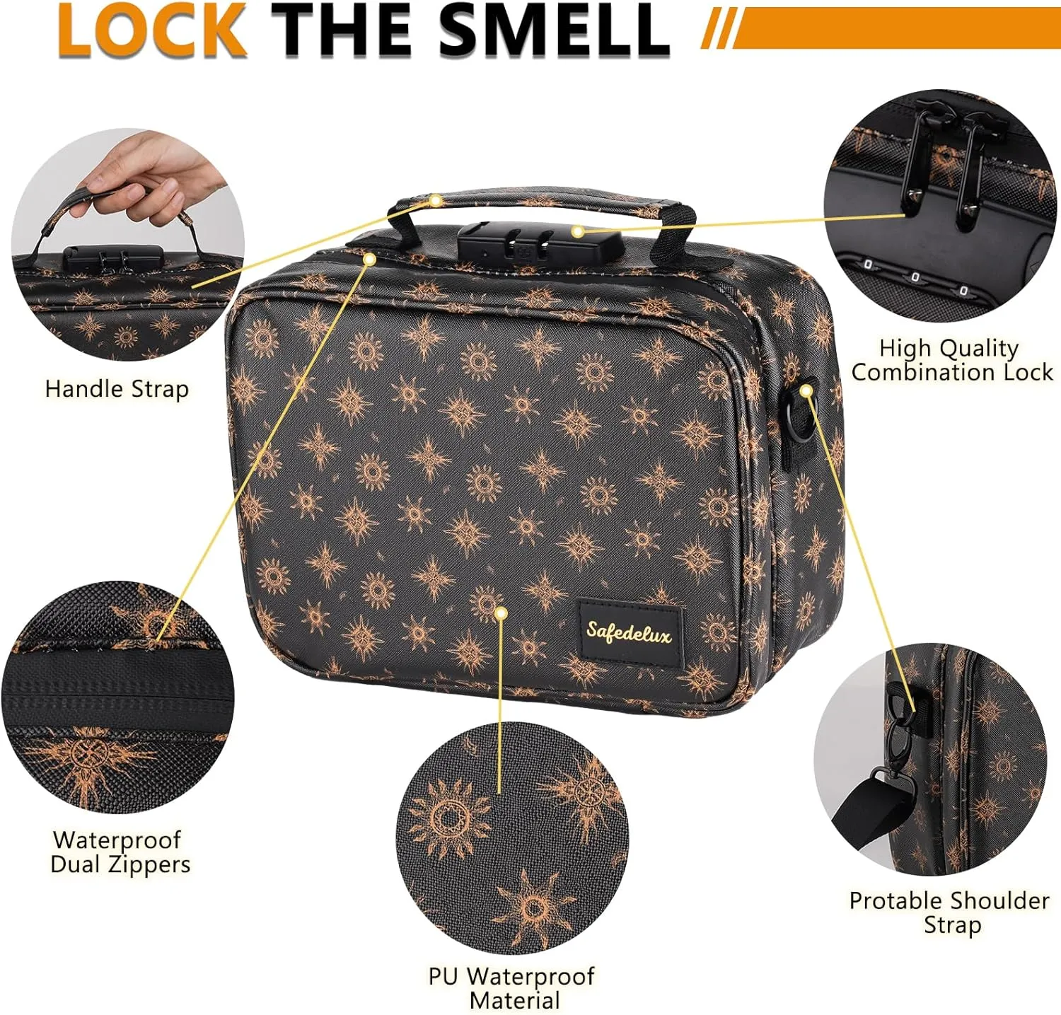 Smell Proof Bag, Christmas Gift Set for Friends, Smell Proof Bags with Combination Lock Scent Proof Smoking Tobacco Set, Odorless Rolling Tray Carbon Lining Organizer Travel Medicine Bags